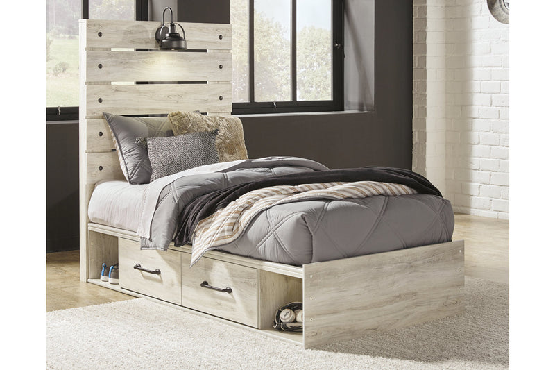 Cambeck Whitewash Twin Panel Bed with 2 Storage Drawers from Ashley - Luna Furniture