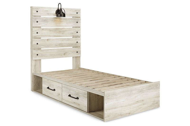 Cambeck Whitewash Twin Panel Bed with 2 Storage Drawers from Ashley - Luna Furniture