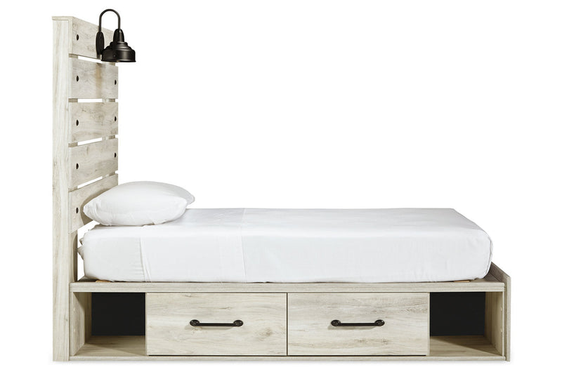 Cambeck Whitewash Twin Panel Bed with 2 Storage Drawers from Ashley - Luna Furniture