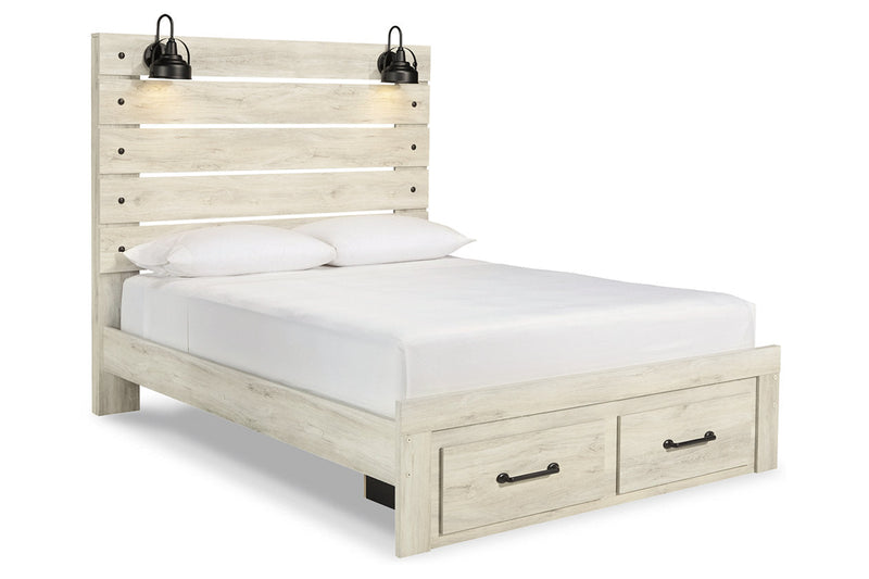 Cambeck Whitewash Queen Panel Bed with 2 Storage Drawers from Ashley - Luna Furniture