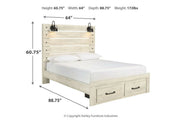 Cambeck Whitewash Queen Panel Bed with 2 Storage Drawers from Ashley - Luna Furniture