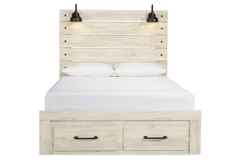 Cambeck Whitewash Queen Panel Bed with 2 Storage Drawers from Ashley - Luna Furniture