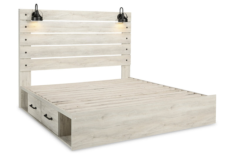 Cambeck Whitewash King Platform Bed with 2 Storage Drawers from Ashley - Luna Furniture