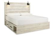Cambeck Whitewash King Platform Bed with 4 Storage Drawers -  Ashley - Luna Furniture