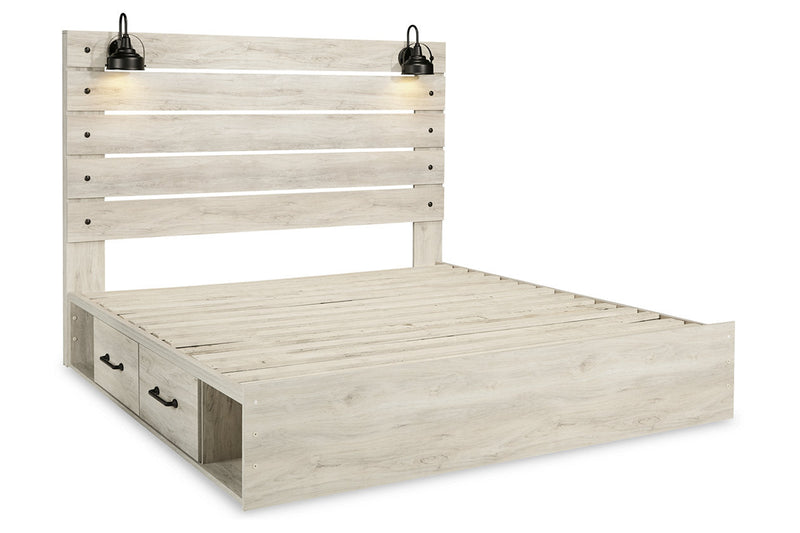 Cambeck Whitewash King Platform Bed with 4 Storage Drawers from Ashley - Luna Furniture