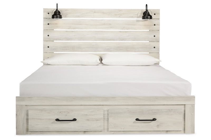 Cambeck Whitewash King Panel Bed with 2 Storage Drawers from Ashley - Luna Furniture