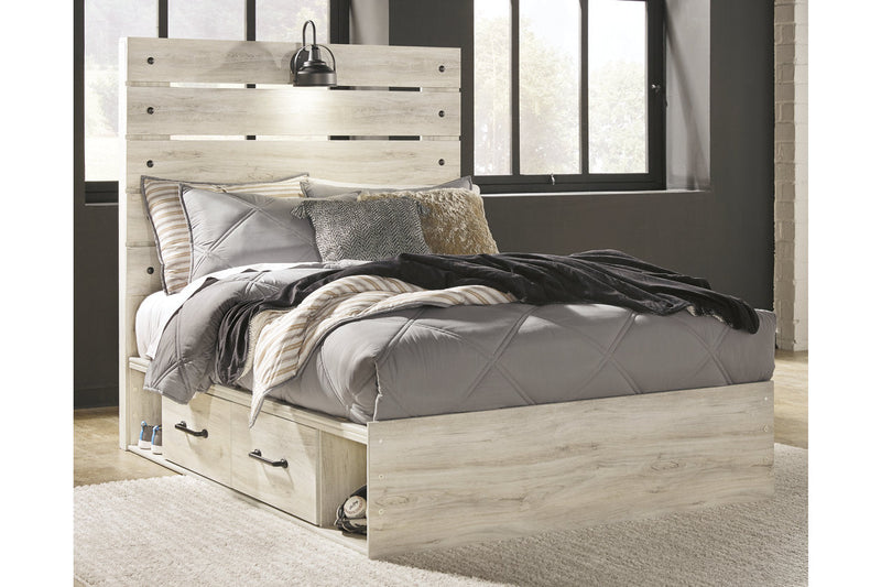 Cambeck Whitewash Full Panel Bed with 4 Storage Drawers from Ashley - Luna Furniture