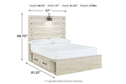 Cambeck Whitewash Full Panel Bed with 4 Storage Drawers from Ashley - Luna Furniture