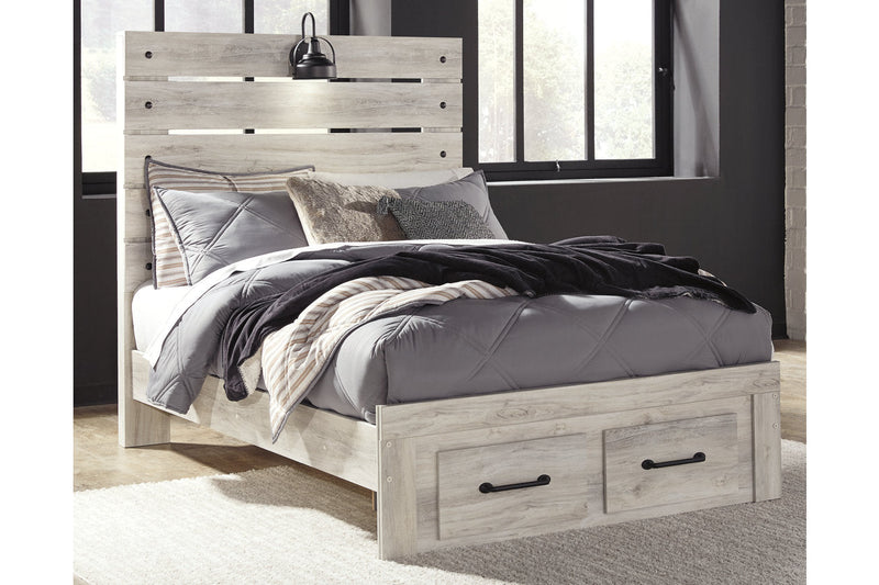Cambeck Whitewash Full Panel Bed with 2 Storage Drawers from Ashley - Luna Furniture