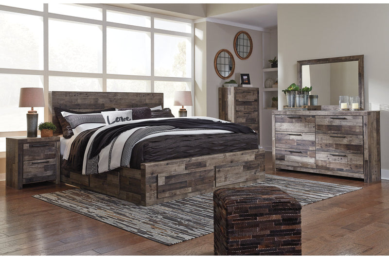 Derekson Multi Gray King Panel Bed with 4 Storage Drawers from Ashley - Luna Furniture