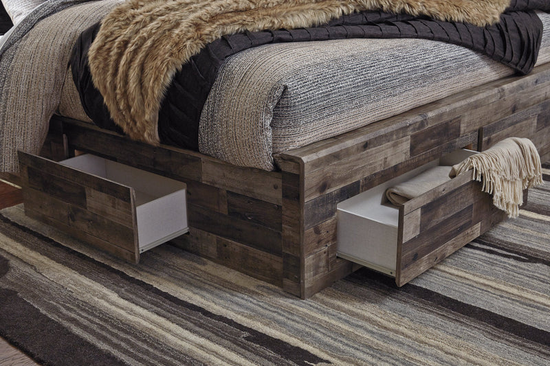 Derekson Multi Gray Full Panel Bed with 6 Storage Drawers from Ashley - Luna Furniture