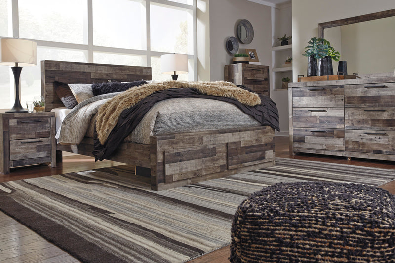 Derekson Multi Gray Footboard Storage Platform Bedroom Set from Ashley - Luna Furniture