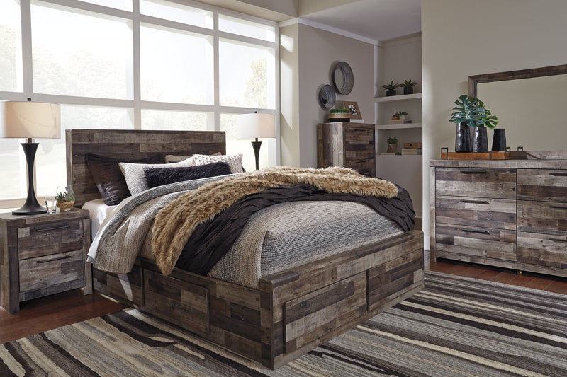Derekson Multi Gray Queen Platform Bed with 4 Storage Drawers from Ashley - Luna Furniture