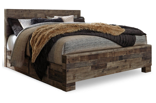 Derekson Multi Gray King Panel Bed with 2 Side Storage from Ashley - Luna Furniture