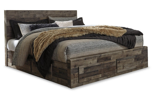 Derekson Multi Gray King Panel Bed with 4 Storage Drawers from Ashley - Luna Furniture