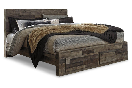 Derekson Multi Gray King Panel Bed with 2 Storage Drawers from Ashley - Luna Furniture