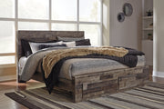 Derekson Multi Gray King Panel Bed with 2 Storage Drawers from Ashley - Luna Furniture