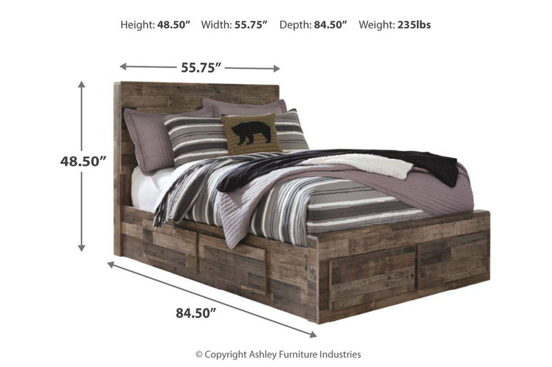 Derekson Multi Gray Full Panel Bed with 6 Storage Drawers from Ashley - Luna Furniture