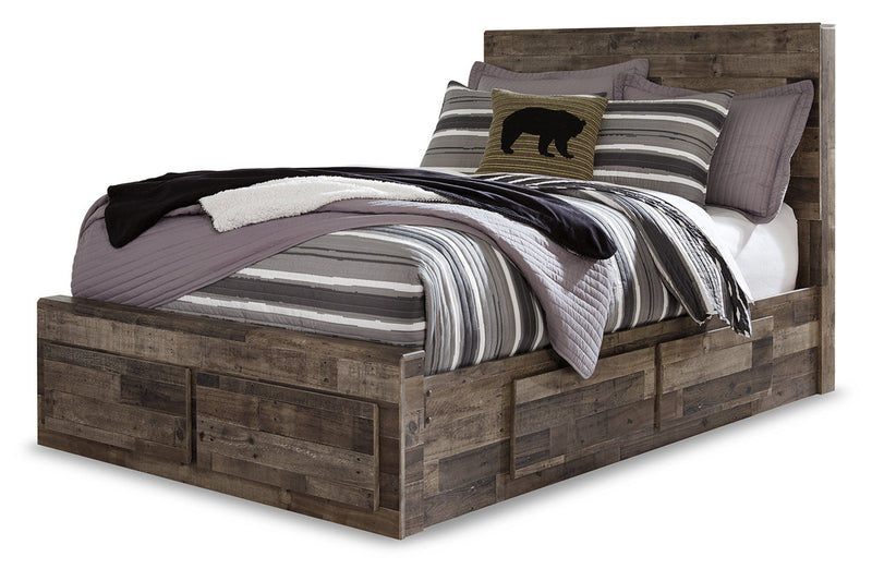 Derekson Multi Gray Full Panel Bed with 6 Storage Drawers from Ashley - Luna Furniture