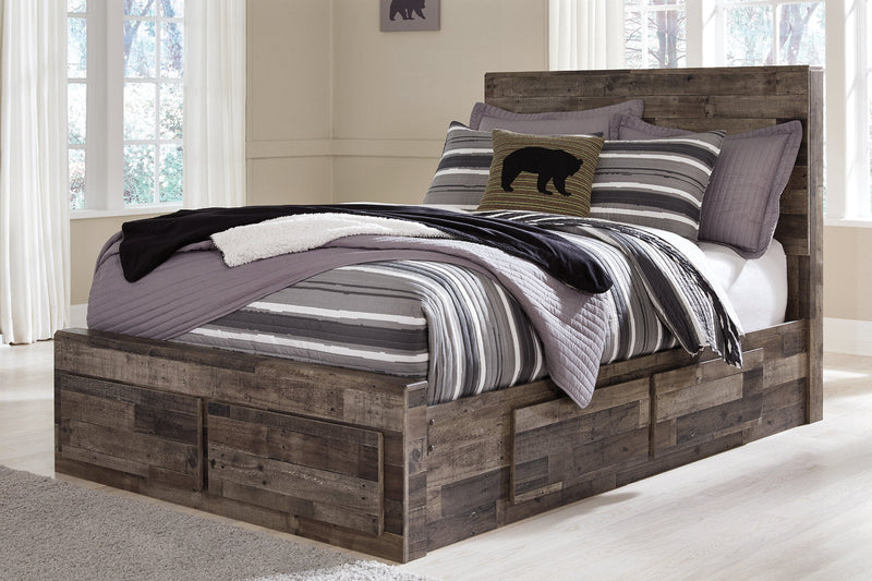 Derekson Multi Gray Full Panel Bed with 6 Storage Drawers from Ashley - Luna Furniture