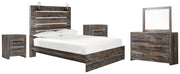 Drystan Multi Color Queen Panel Bed with Mirrored Dresser and 2 Nightstands from Ashley - Luna Furniture