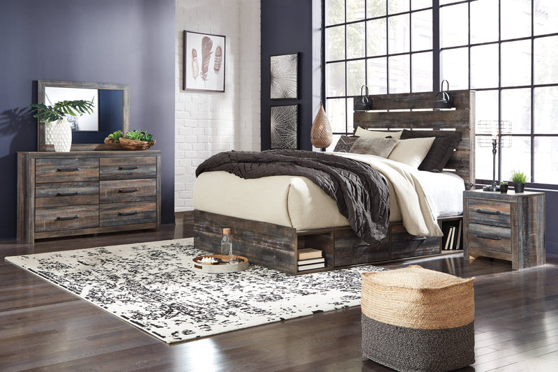 Drystan Multi Color Queen Panel Bed with Storage, Dresser and Mirror from Ashley - Luna Furniture