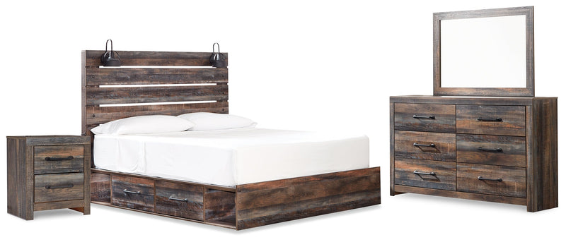 Drystan Multi Color Queen Panel Bed with Storage, Dresser and Mirror from Ashley - Luna Furniture