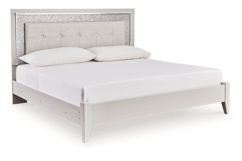 Zyniden Silver King Upholstered Panel Bed from Ashley - Luna Furniture