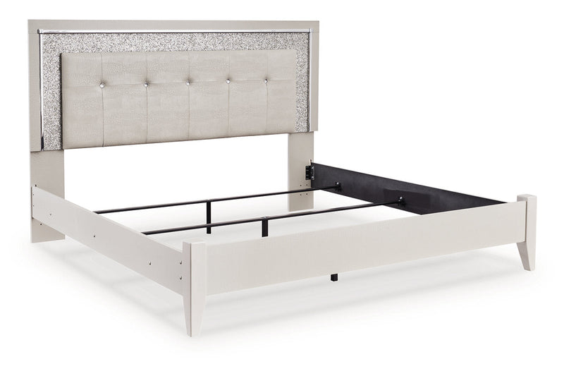Zyniden Silver King Upholstered Panel Bed from Ashley - Luna Furniture
