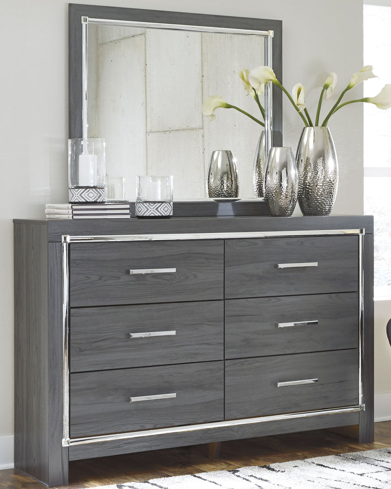 Lodanna Gray Full Panel Bed with 2 Storage Drawers with Mirrored Dresser from Ashley - Luna Furniture