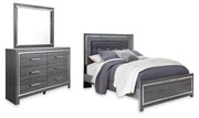 Lodanna Gray Queen Upholstered Panel Bed, Dresser and Mirror from Ashley - Luna Furniture