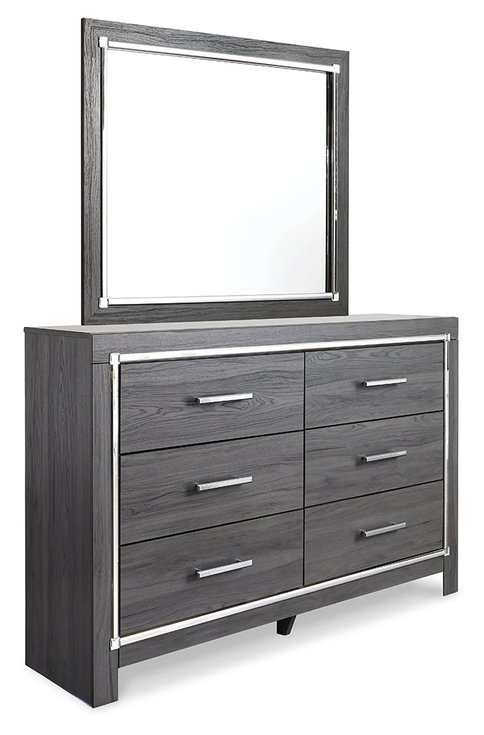 Lodanna Gray Full Panel Bed with 2 Storage Drawers with Mirrored Dresser from Ashley - Luna Furniture