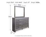 Lodanna Gray Queen Upholstered Panel Bed, Dresser and Mirror from Ashley - Luna Furniture