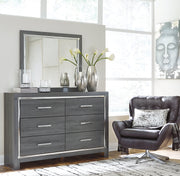 Lodanna Gray Queen Upholstered Panel Bed, Dresser and Mirror from Ashley - Luna Furniture
