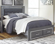 Lodanna Queen Panel Bed with 2 Storage Drawers, Dresser, Mirror and Nightstand in Gray from Ashley - Luna Furniture