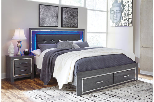 Lodanna Gray King Panel Bed with 2 Storage Drawers from Ashley - Luna Furniture