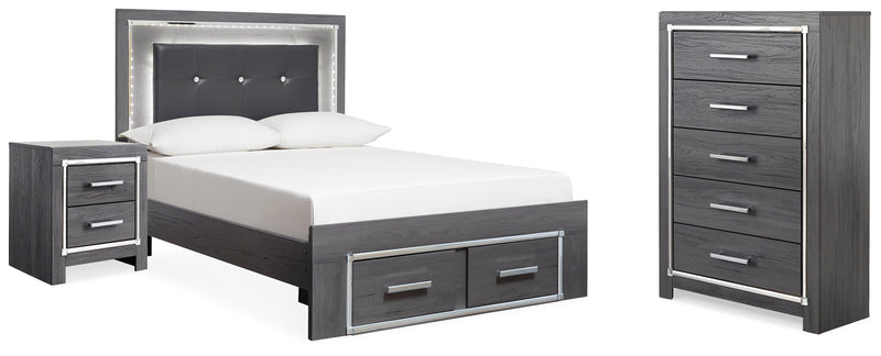 Lodanna Gray Full Storage Bed, Chest and Nightstand from Ashley - Luna Furniture
