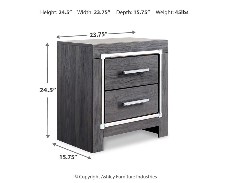 Lodanna Queen Panel Bed with 2 Storage Drawers, Dresser, Mirror and Nightstand in Gray from Ashley - Luna Furniture