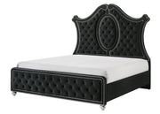 Cameo Black King Upholstered Panel Bed from Crown Mark - Luna Furniture