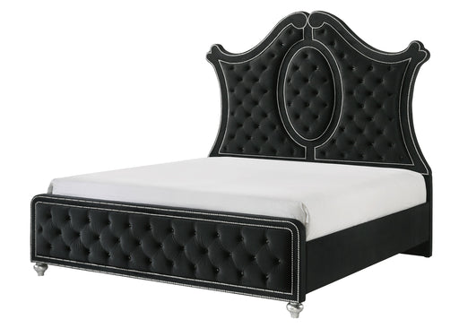 Cameo Black King Upholstered Panel Bed from Crown Mark - Luna Furniture