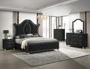 Cameo Black King Upholstered Panel Bed from Crown Mark - Luna Furniture