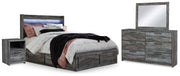 Baystorm Gray Queen Panel Bed with 2 Side Storage, Dresser, Mirror, and Nightstand from Ashley - Luna Furniture