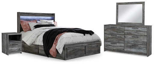Baystorm Gray Queen Panel Bed with 2 Side Storage, Dresser, Mirror, and Nightstand from Ashley - Luna Furniture