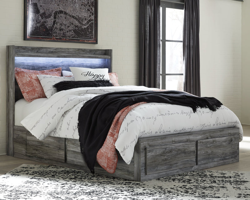 Baystorm Gray Queen Panel Bed with 2 Side Storage, Dresser, Mirror, and Nightstand from Ashley - Luna Furniture