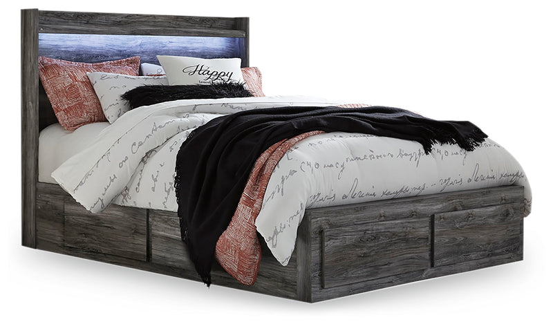 Baystorm Gray Queen Panel Bed with 2 Side Storage, Dresser, Mirror, and Nightstand from Ashley - Luna Furniture
