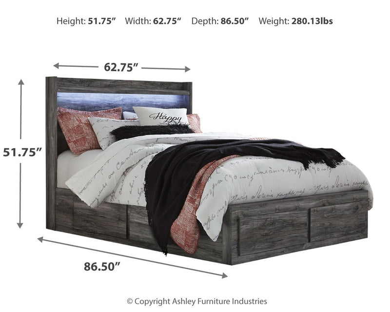 Baystorm Gray Queen Panel Bed with 2 Side Storage, Dresser, Mirror, and Nightstand from Ashley - Luna Furniture