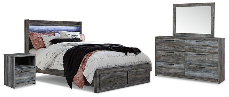 Baystorm Gray Queen Panel Storage Bed with Mirrored Dresser and Nightstand from Ashley - Luna Furniture
