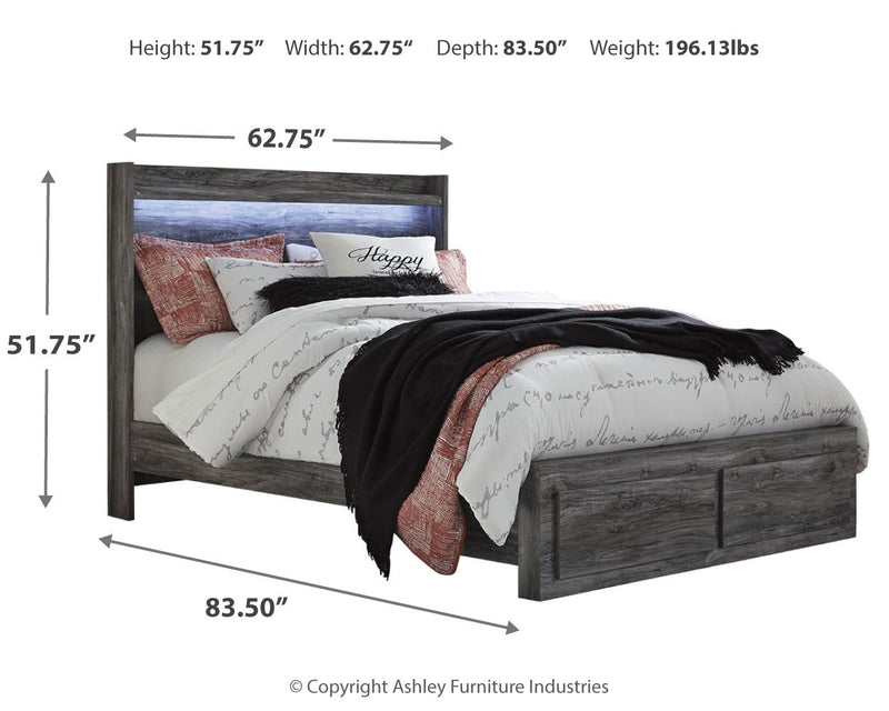 Baystorm Gray Queen Panel Storage Bed with Mirrored Dresser and Nightstand from Ashley - Luna Furniture
