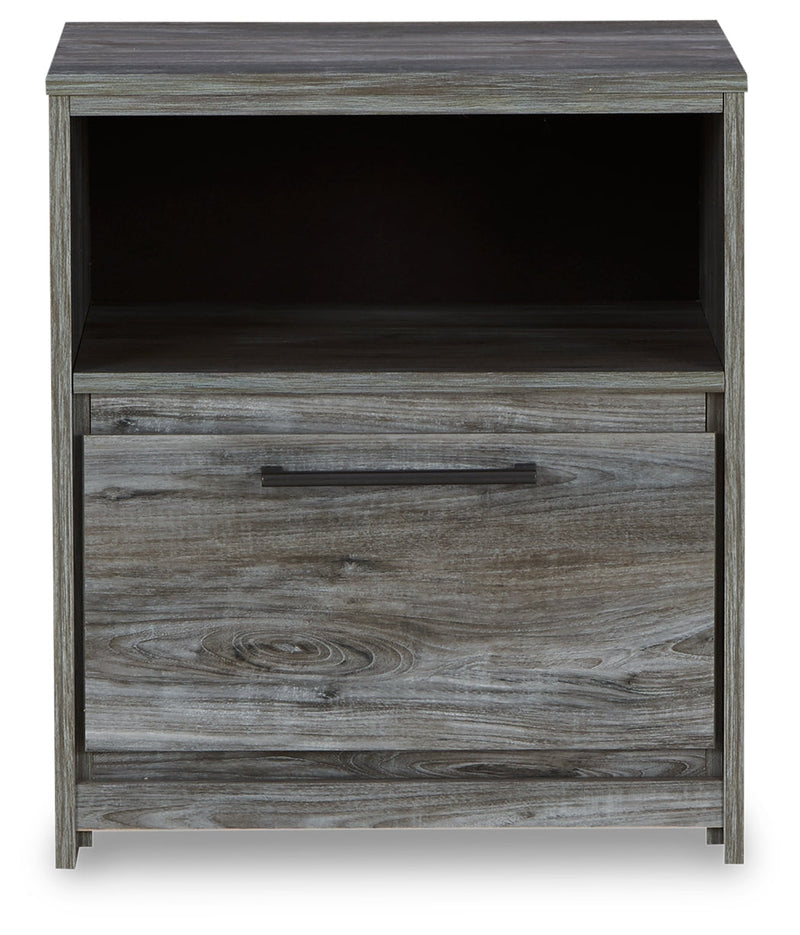 Baystorm Gray Queen Panel Storage Bed with Mirrored Dresser and Nightstand from Ashley - Luna Furniture