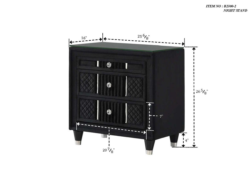 Armany Black Nightstand from Crown Mark - Luna Furniture